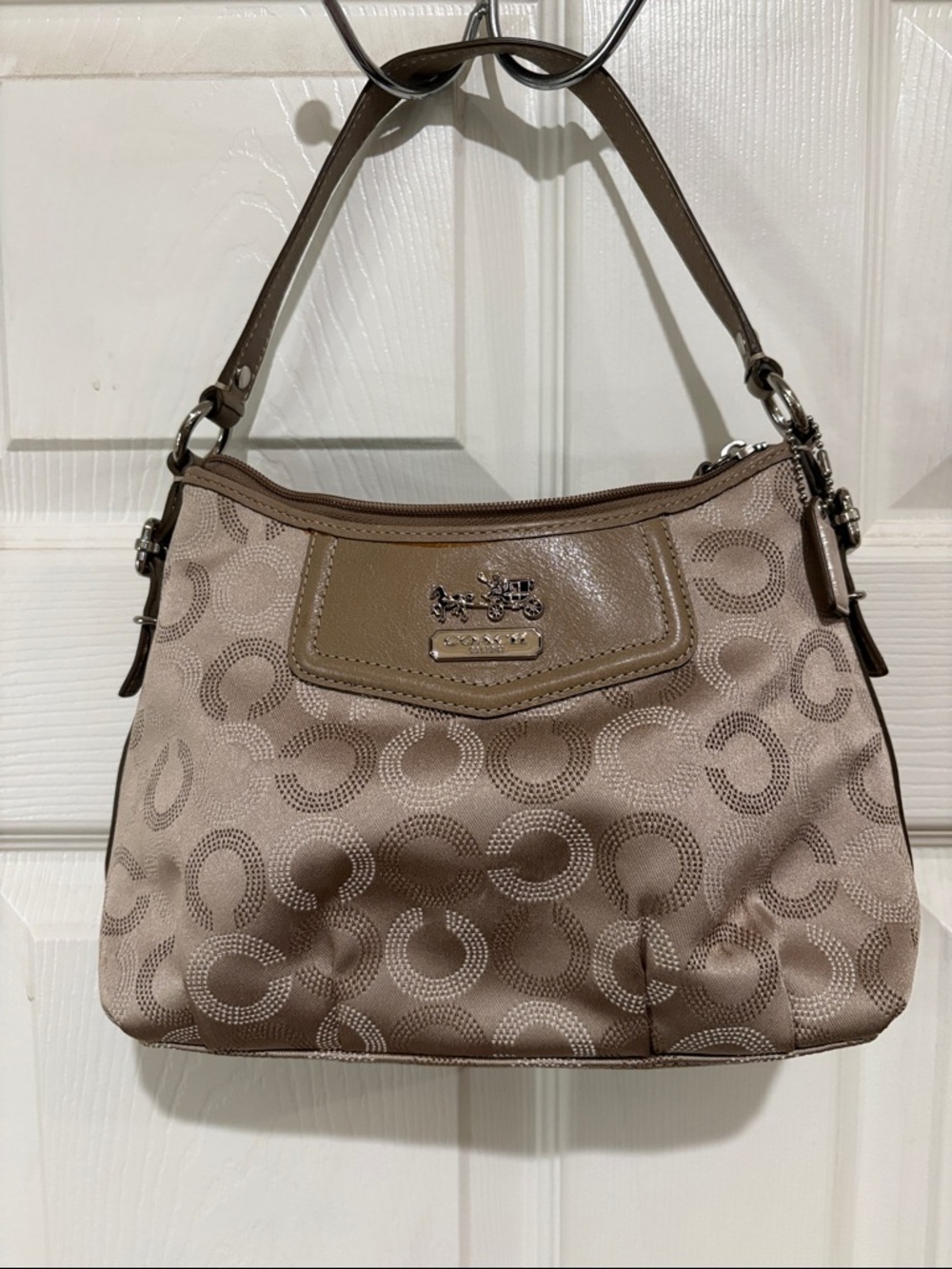 Coach Beige/Taupe Signature Canvas Shoulder Bag